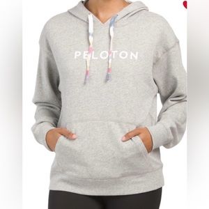 Peloton drawstring hoodie with pockets.